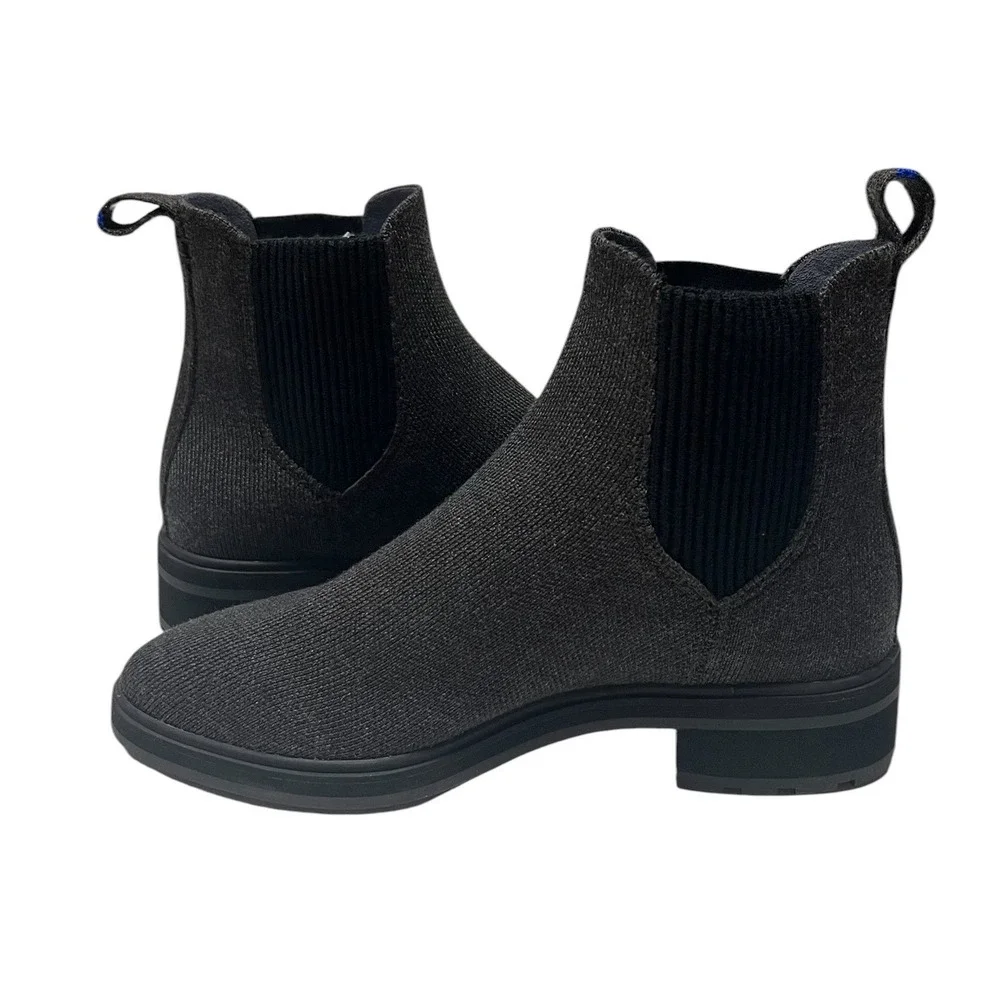 Rothy's Classic Lug Sole Boot 7 Charcoal Merino Wool Chelsea Sustainable NWOT